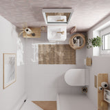 Toilette suspendue blanche Grohe, WC moderne en céramique, salle de bain lumineuse