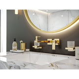 Mitigeur mural Hansgrohe doré, robinet de salle de bain design couleur or.