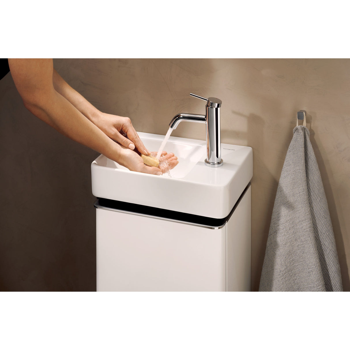 Mitigeur chromé Grohe pour lave-mains, robinet de salle de bain moderne, couleur argentée
