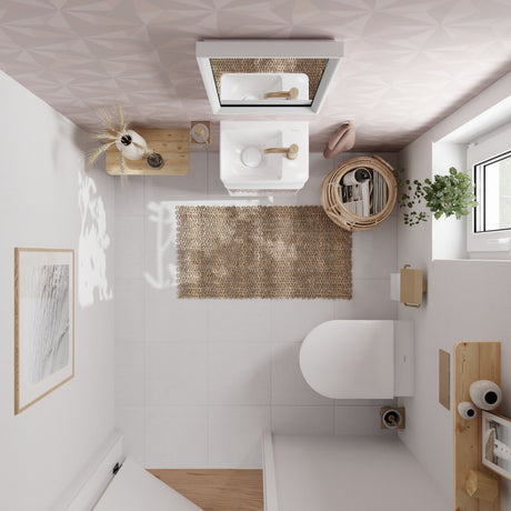 WC suspendu blanc de la marque Villeroy & Boch, design moderne, salle de bain claire