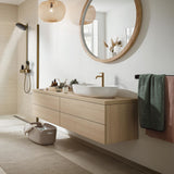 Robinetterie Grohe, mitigeur lavabo couleur dorée pour salle de bain moderne