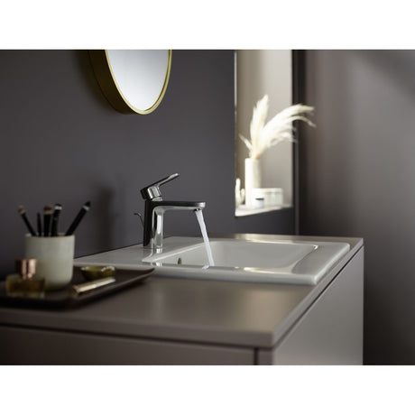 Mitigeur lavabo Grohe argent, robinet de salle de bain moderne, finition chromée
