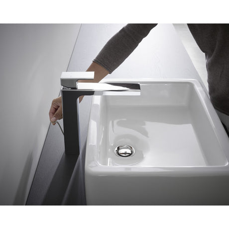 Mitigeur lavabo Grohe, robinet noir et chromé, design moderne, salle de bain