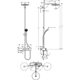 Colonne de douche Grohe, dessin technique, couleur chromée.