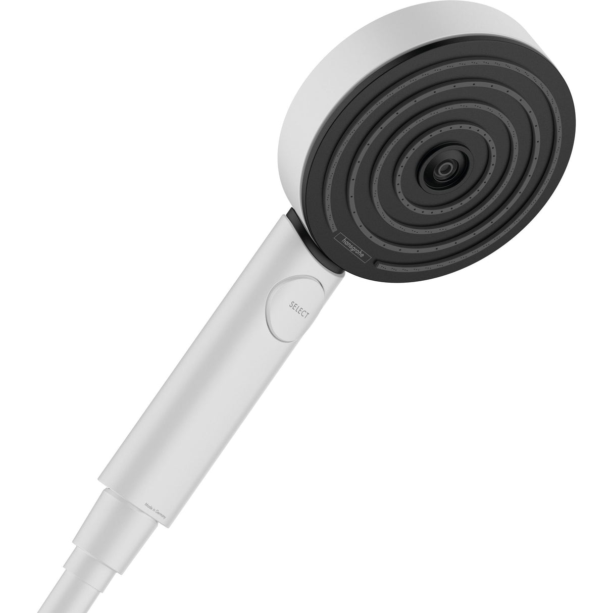 Douchette Hansgrohe, pommeau de douche blanc et noir, design moderne