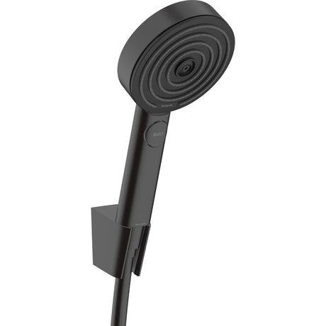 Douchette Hansgrohe, pommeau de douche noir, design moderne en plastique.