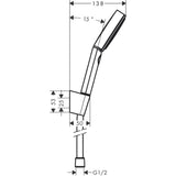 Schéma technique douchette Grohe, type pommeau de douche, couleur chrome.