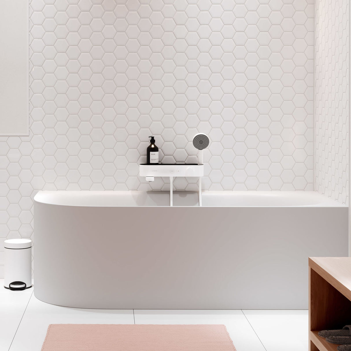 Mitigeur blanc Grohe, robinetterie de baignoire moderne, salle de bain design