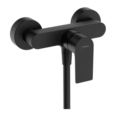 Mitigeur de douche Hansgrohe, couleur noire, design moderne, robinetterie murale.