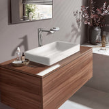 Vasque à poser blanche Grohe, céramique rectangulaire, salle de bain moderne, robinet chrome.