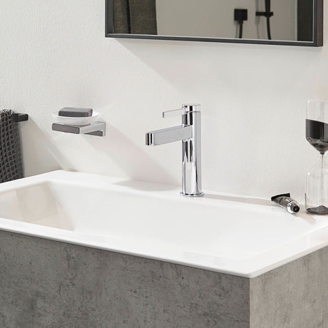 Mitigeur lavabo Grohe chromé, robinet de salle de bain moderne, couleur argentée