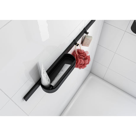 Porte-savon noir Hansgrohe, accessoire de salle de bain mural, couleur noire.