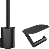 Set Hansgrohe brosse WC et porte-papier noir mat, accessoires de salle de bain élégants.