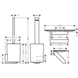 Plan technique de porte-brosse WC Grohe, couleur chrome, avec dimensions détaillées.