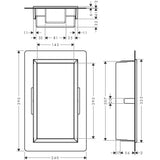 Schéma technique Grohe, trappe de visite rectangulaire, couleur chrome argenté.