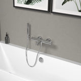 Mitigeur baignoire Grohe, robinet mural chromé, design moderne couleur argent