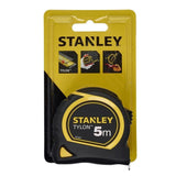 Mètre ruban Stanley Tylon 5m, ruban à mesurer noir et jaune dans son emballage.