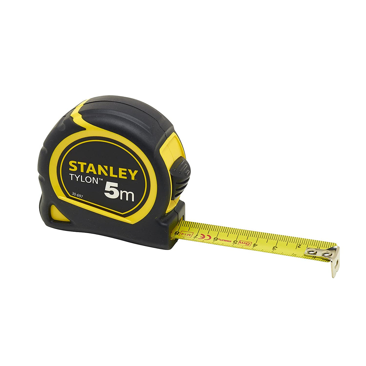 Mètre ruban Stanley Tylon, outil de mesure, couleur noir et jaune, 5 mètres.