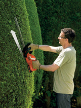 Taille-haies sans fil BLACK+DECKER 45cm 18V 2Ah avec garde transparente, coupe nette, poignée ergonomique.