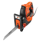 Scie électrique Black+Decker orange et noire, outil électroportatif de coupe