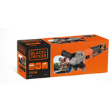 Meuleuse d’angle Black+Decker orange et noire, 710W, présentée dans son emballage.