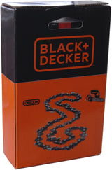Chaîne de tronçonneuse Black+Decker Oregon noire pour scie, emballage orange et noir