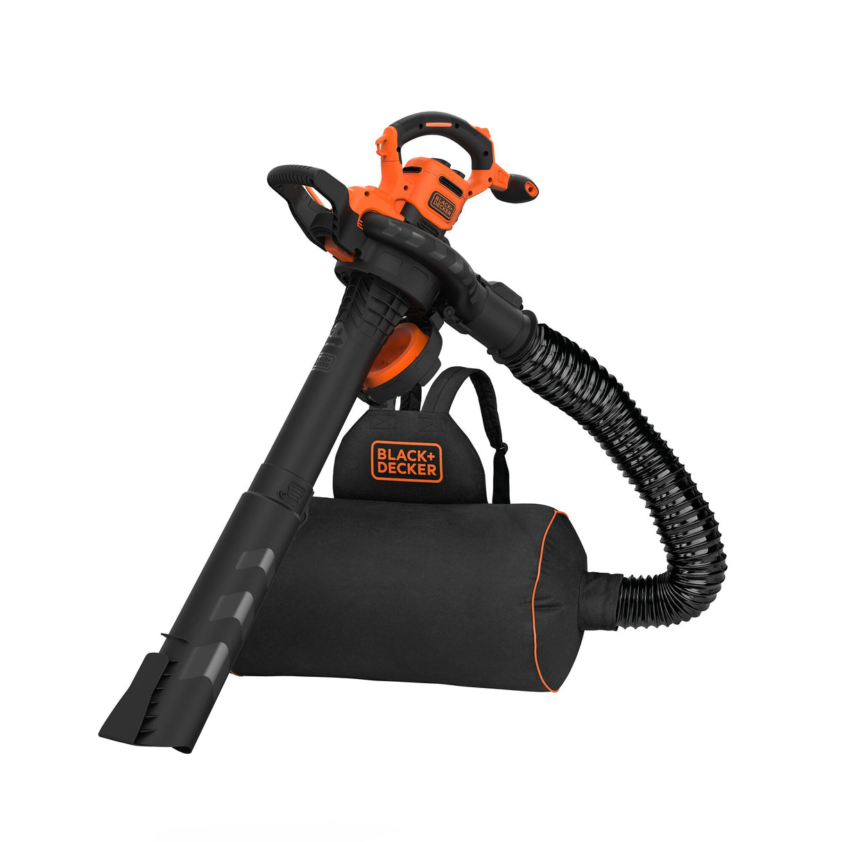 Souffleur aspirateur broyeur Black+Decker, outil de jardinage noir et orange