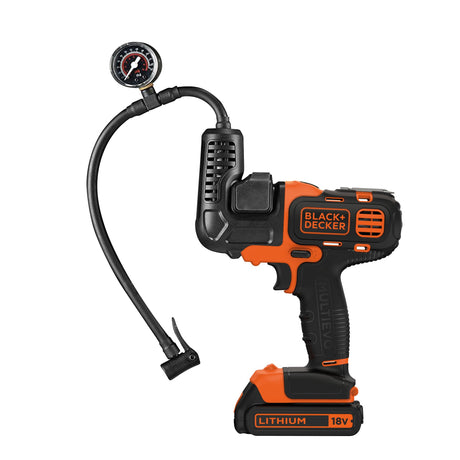 Tête de gonfleur électrique BLACK+DECKER MULTIEVO avec manomètre, pour compresseur, 0,80 PSI, 5,5 Bar, modèle MTNF9-XJ