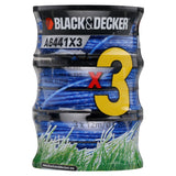 Bobine de fil nylon bleu pour coupe-bordure BLACK+DECKER, modèle A6441X3, lot de 3