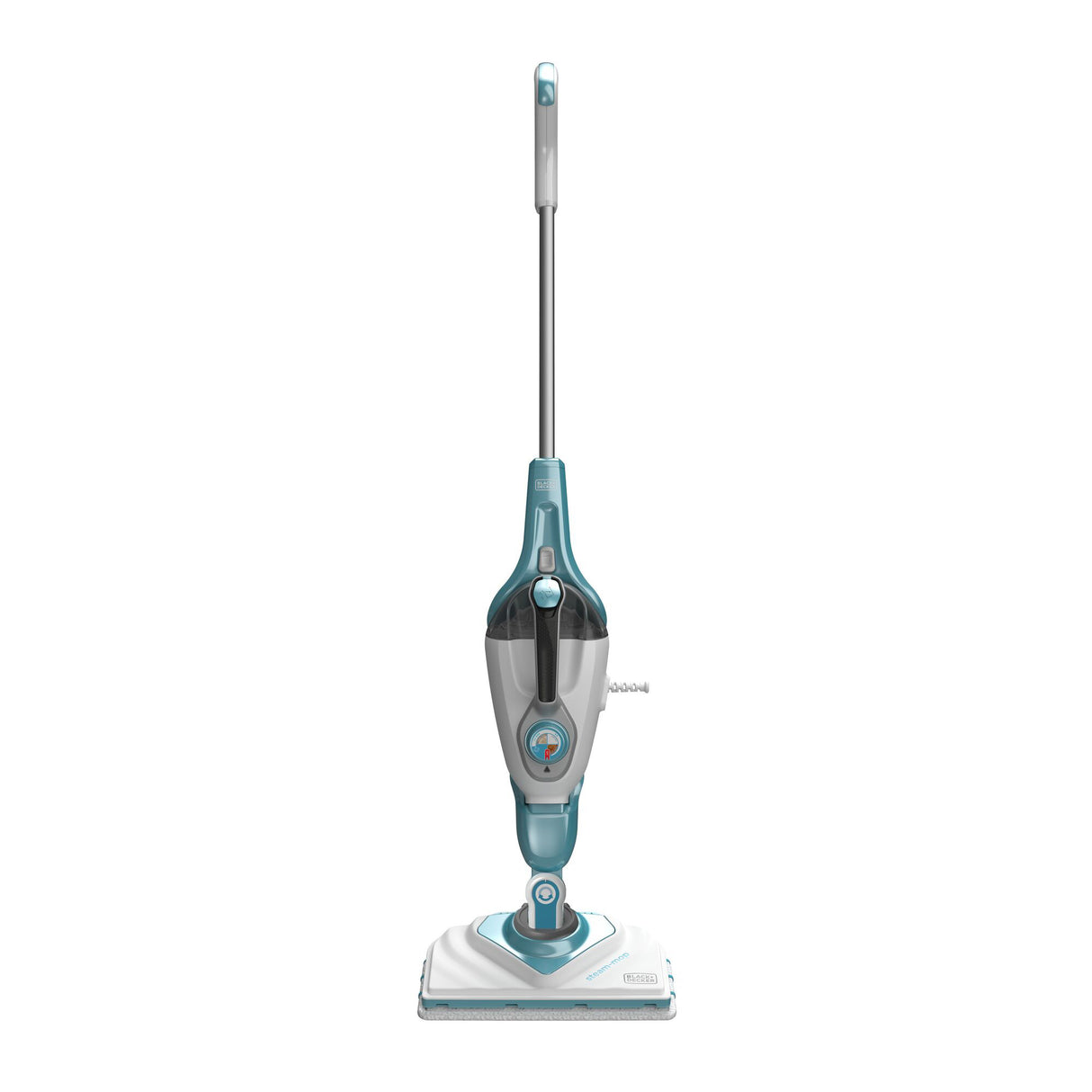 Balai vapeur Black+Decker, nettoyeur vapeur bleu et blanc, électroménager de sol.