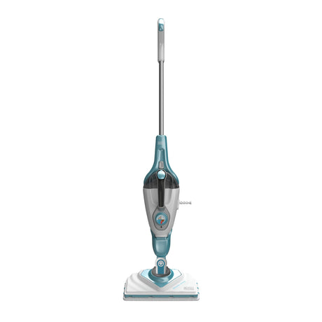 Balai vapeur Black+Decker, nettoyeur vapeur bleu et blanc, électroménager de sol.