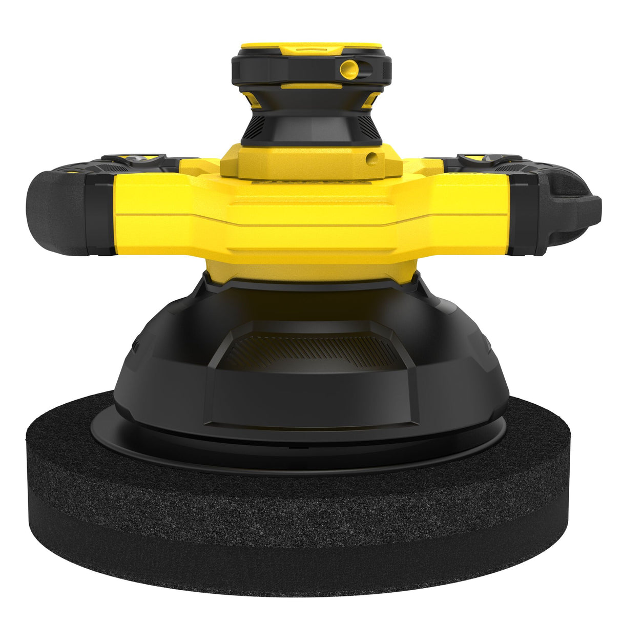 Ponceuse DeWalt, outil électroportatif rond, couleur jaune et noir, vue de face