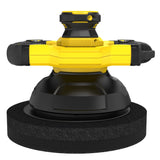 Ponceuse DeWalt, outil électroportatif rond, couleur jaune et noir, vue de face