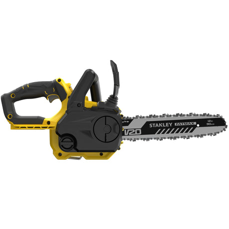 Tronçonneuse Stanley Fatmax V20 électrique, noire et jaune, lame 30 cm.