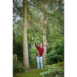 Élagueuse sur perche jaune DeWalt, outil de jardinage pour tailler les branches en hauteur.