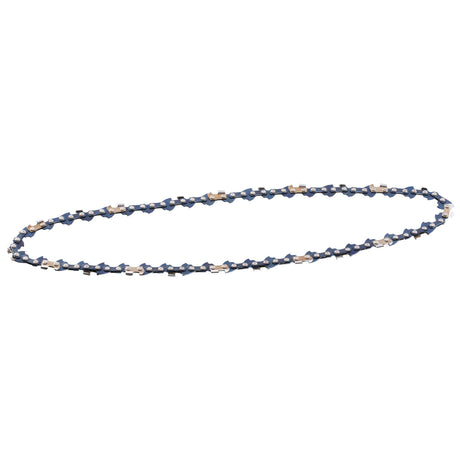 Chaîne de tronçonneuse bleue et argent, marque Oregon, accessoire de coupe bois.