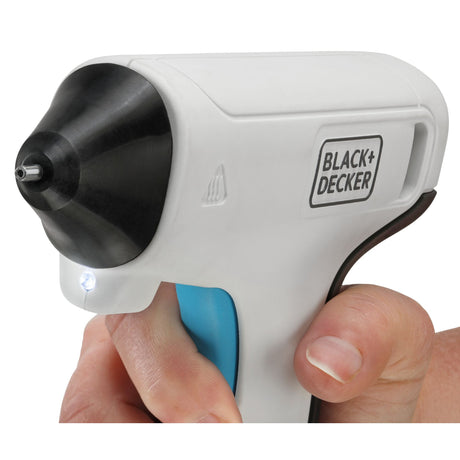 Pistolet à colle Black+Decker blanc et noir, outil de bricolage, tenu en main