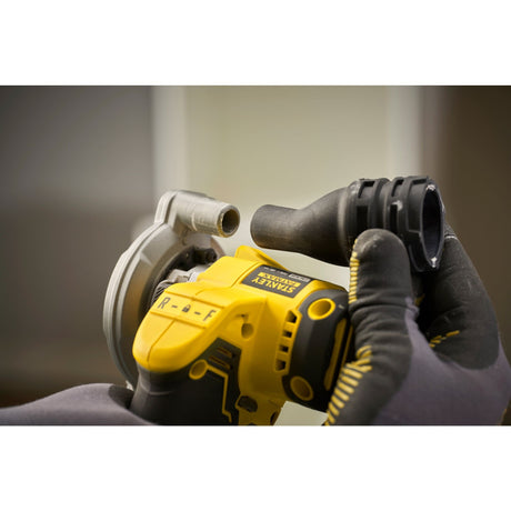 Meuleuse d'angle Stanley, outillage électroportatif jaune et noir, fixation d'accessoire
