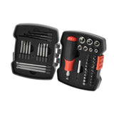 Coffret de clés et douilles BLACK+DECKER avec tournevis à cliquet manuel et 43 embouts pour bricolage.