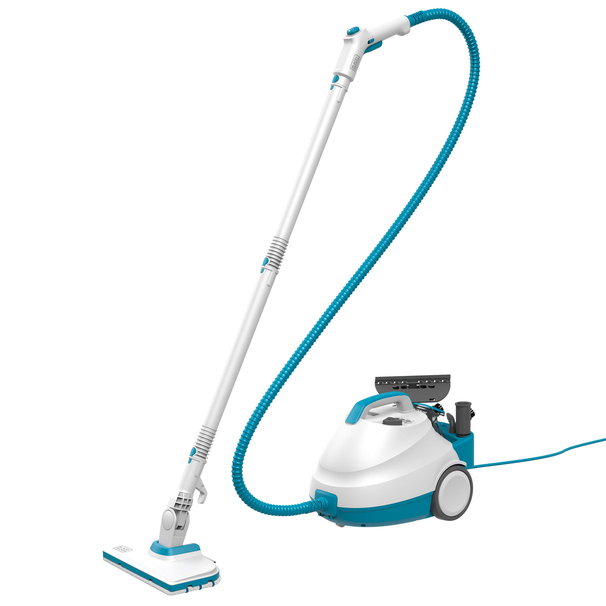 Balai-vapeur BLACK+DECKER multifonction avec 8 accessoires et puissance de 2000W, pour un nettoyage vapeur efficace.