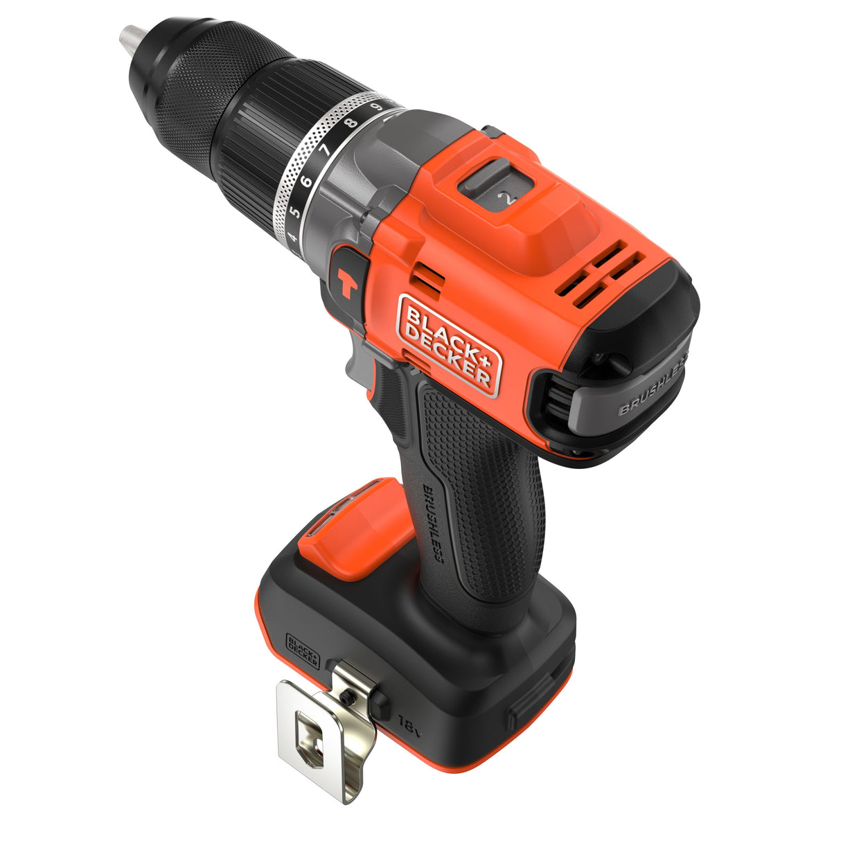 Perceuse visseuse à percussion BLACK+DECKER 18V Brushless, éco-responsable, sans batterie, outil électrique pour bricolage.