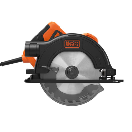 Scie circulaire Black+Decker, outil électroportatif, couleur noire et orange.