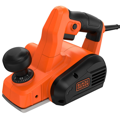 Rabot électrique Black+Decker, outil de bricolage, couleur orange et noir.