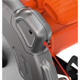 Scie circulaire Stanley grise et orange avec faisceau laser de guidage visible