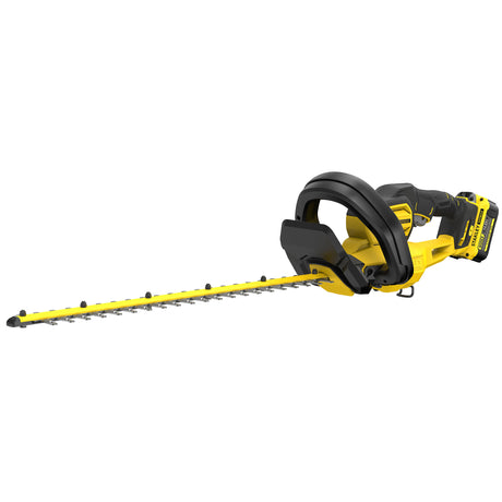 Taille-haie DeWalt électrique jaune et noir, outillage de jardin.