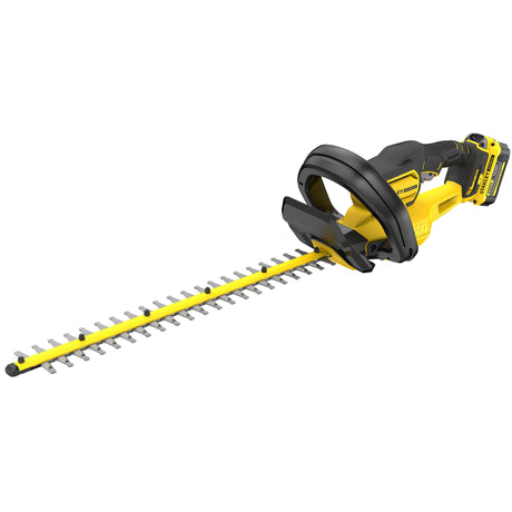 Taille-haie Stanley électrique, jaune et noir, outil de jardinage puissant.