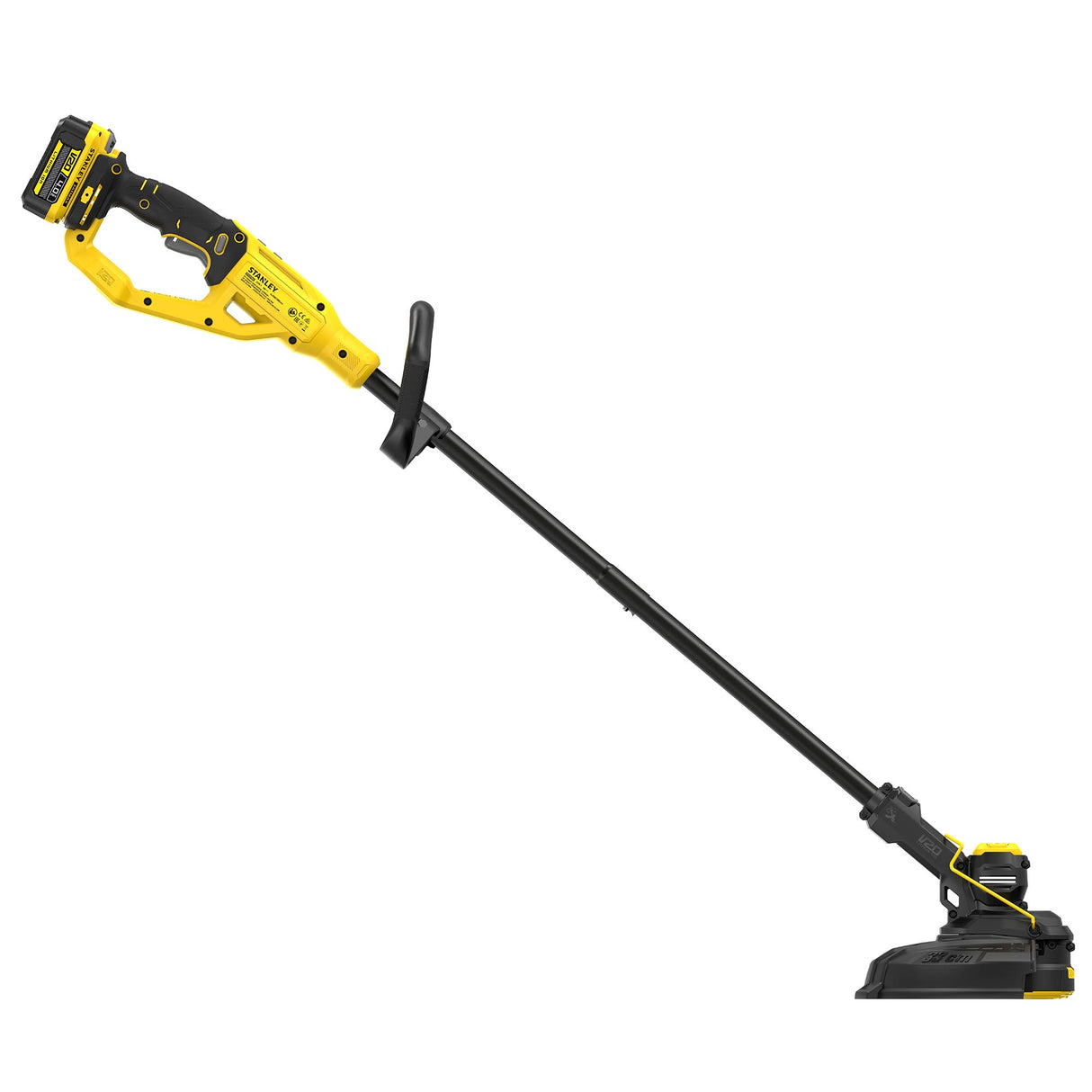 Débroussailleuse DeWalt, outil électroportatif, couleur jaune et noire.