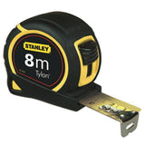 Mètre ruban Stanley, outillage, couleur noir et jaune, gradué 8 mètres.