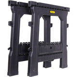Tréteaux pliables Stanley noirs, support de travail robuste pour atelier et bricolage