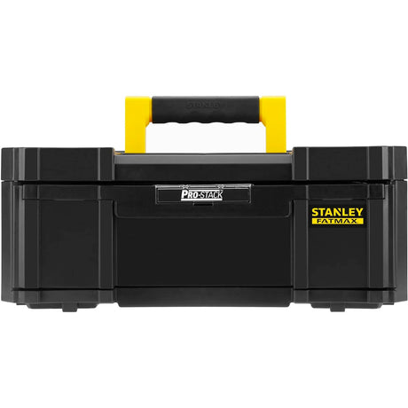 Boîte à outils Stanley Fatmax, noire avec poignée jaune, type Pro-Stack.